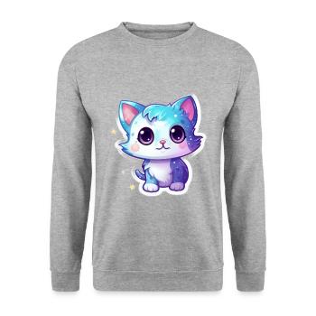 Cute cartoonish kitty floating in space - Unisex Sweatshirt - salt & pepper - Front - Alina (178cm) & Michal (187cm)