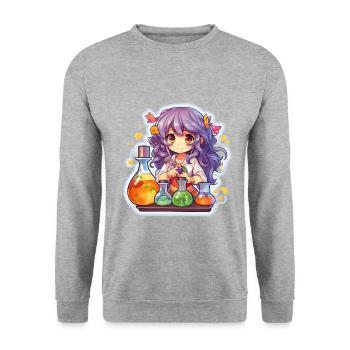 Colorful Alchemist Cute and Cartoonish - Unisex Pullover - Weißgrau meliert - Vorne - Alina (178cm) & Michal (187cm)