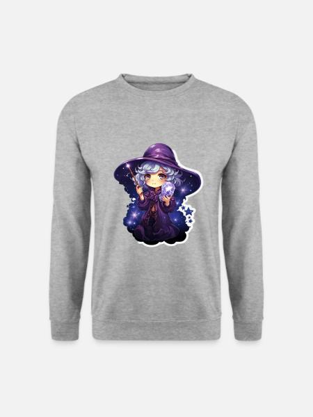 Magical Astral Mage Cute Cartoonish Spellcaster - Unisex Pullover - Weißgrau meliert