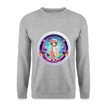 Cartoon Dimension Traveler Shirt - Unisex Pullover - Weißgrau meliert - Vorne - Alina (178cm) & Michal (187cm)