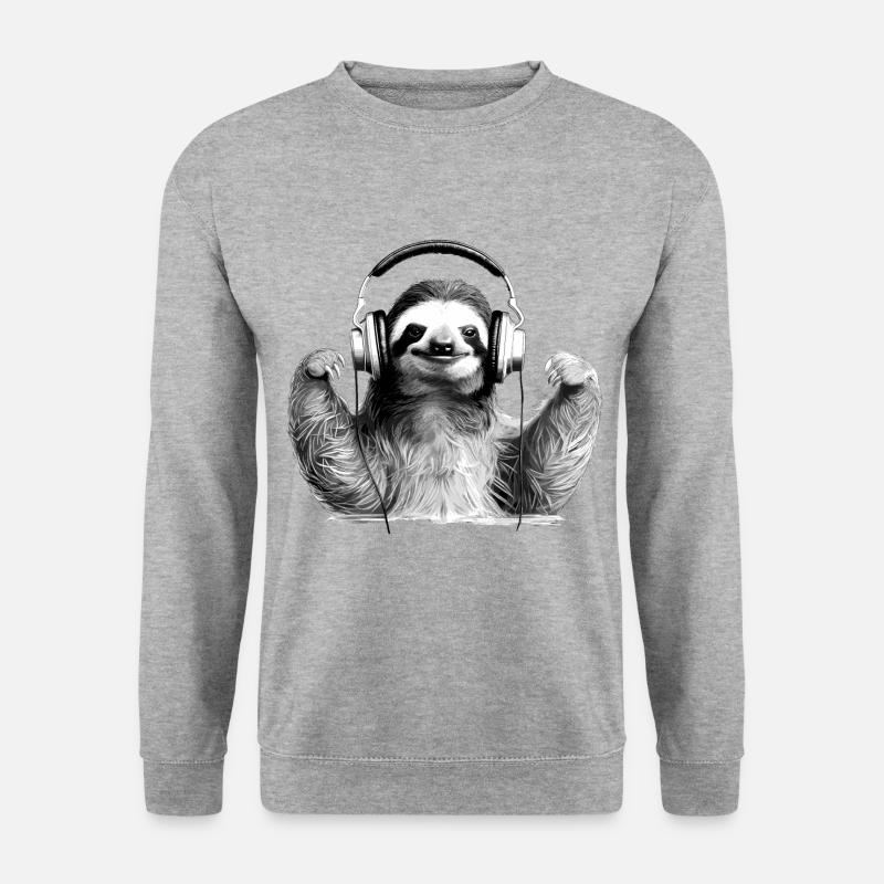 Sloth with headphones - Unisex Sweatshirt - salt & pepper