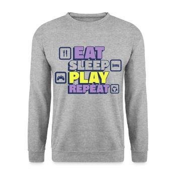 Eat, Sleep, Play, Replay - Gamer - Unisex Sweatshirt - salt & pepper - Front - Alina (178cm) & Michal (187cm)