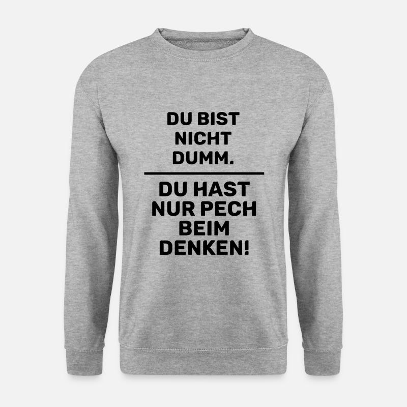 Pech beim Denken! in schwarz - Unisex Pullover - Weißgrau meliert