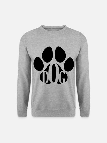 Hund, Hundepfote, der beste freund des Menschen - Unisex Pullover - Weißgrau meliert