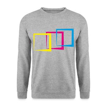 Square Square Pattern Geometry - Unisex Sweatshirt - salt & pepper - Front - Alina (178cm) & Michal (187cm)