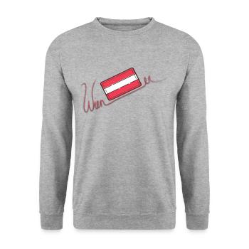 Lettrage viennois avec drapeau autrichien - Sweat-shirt Unisexe - gris chiné - Devant - Alina (178cm) & Michal (187cm)