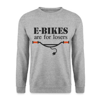 Les vélos électriques sont pour les perdants - Sweat-shirt Unisexe - gris chiné - Devant - Alina (178cm) & Michal (187cm)