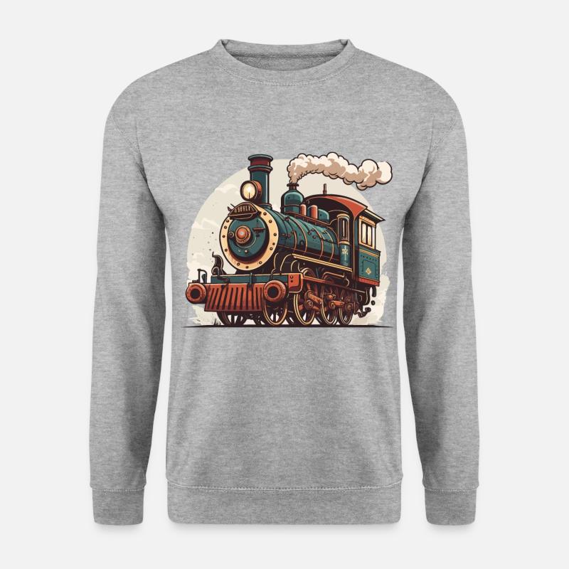 Fahrt mit dem Dampfzug - Unisex Pullover - Weißgrau meliert