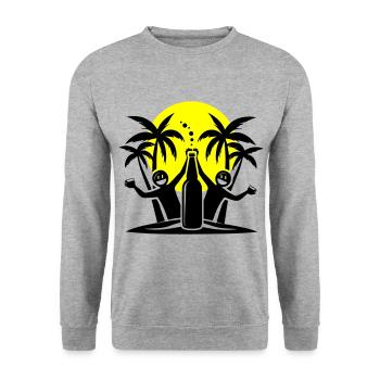 Palmen Strand Urlaub Party - Unisex Pullover - Weißgrau meliert - Vorne - Alina (178cm) & Michal (187cm)