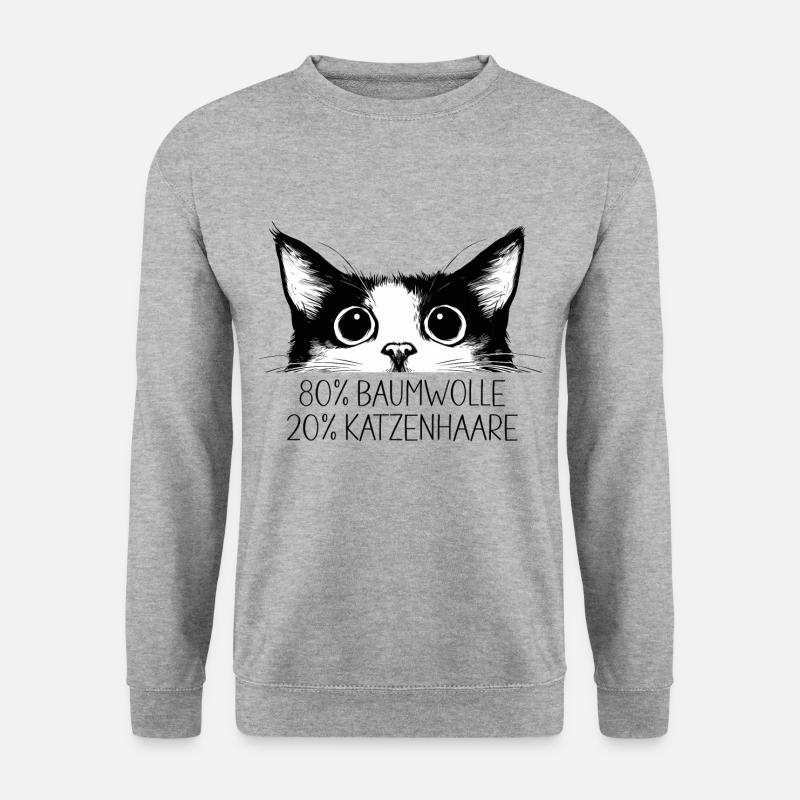Katze 80% Baumwolle 20% Katzenhaare Lustig Spruch - Unisex Pullover - Weißgrau meliert