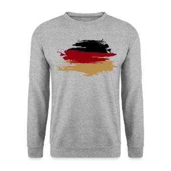 Deutschlandflagge Vintage Style - Unisex Pullover - Weißgrau meliert - Vorne - Alina (178cm) & Michal (187cm)
