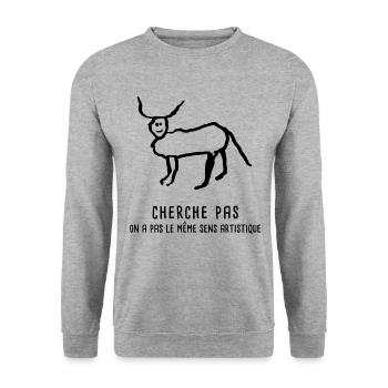 coucou petite perruche françois embrouille tatoo - Sweat-shirt Unisexe - gris chiné - Devant - Alina (178cm) & Michal (187cm)