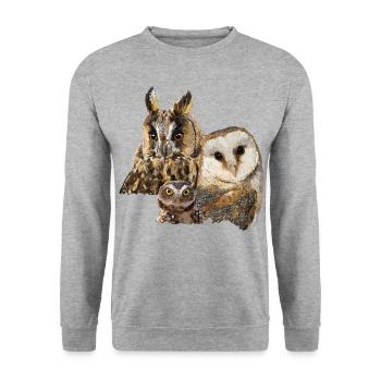 Owls - Unisex Sweatshirt - salt & pepper - Front - Alina (178cm) & Michal (187cm)