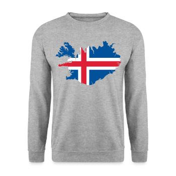 Island Flagge Landkarte - Unisex Pullover - Weißgrau meliert - Vorne - Alina (178cm) & Michal (187cm)