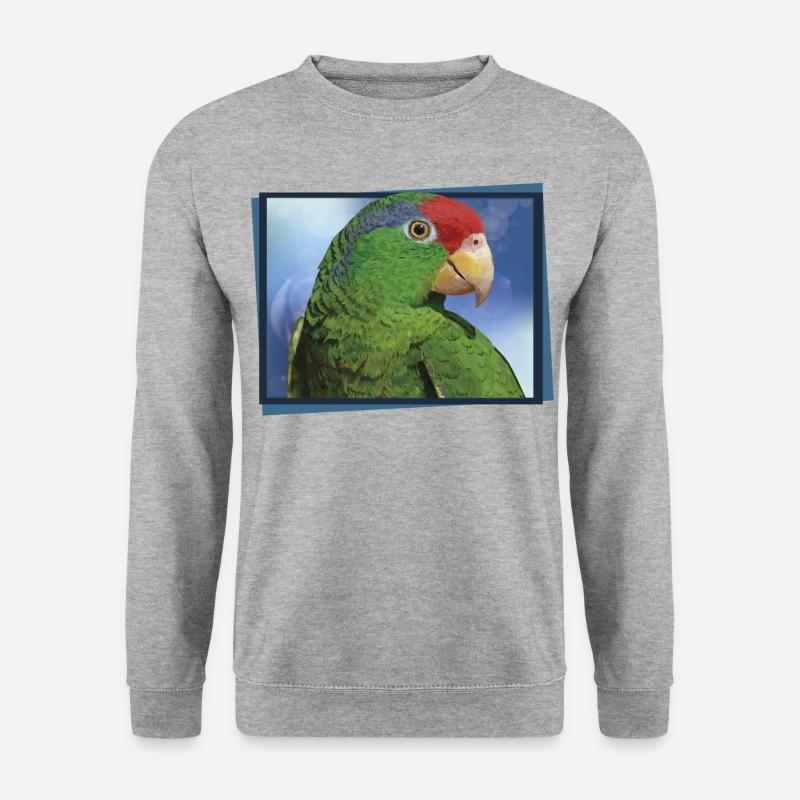Der Tamaulipas-Papagei - Unisex Pullover - Weißgrau meliert