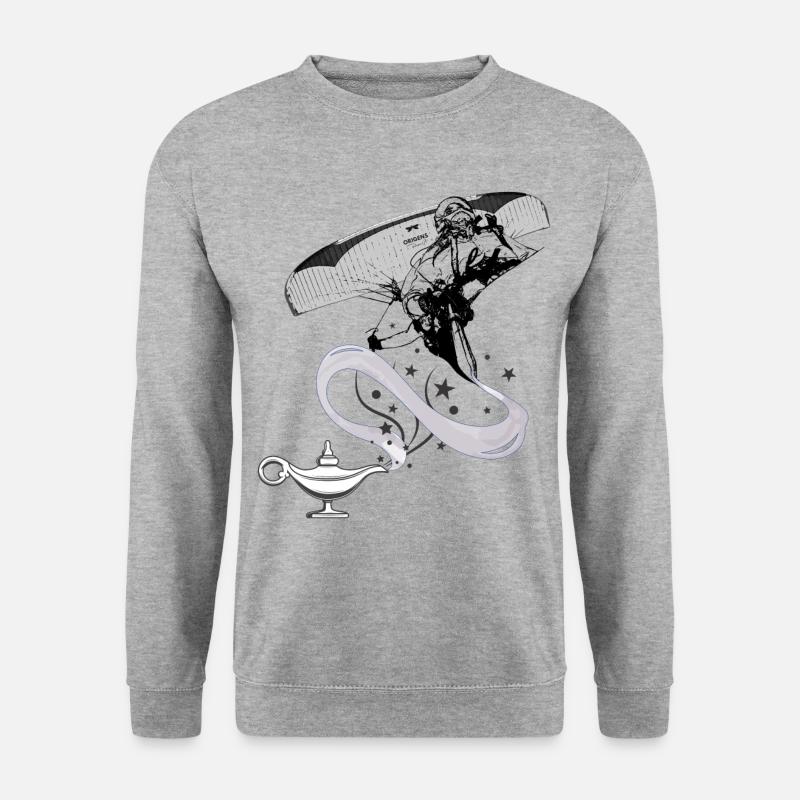 Magic Lampe Gleitschirmflug - Unisex Pullover - Weißgrau meliert