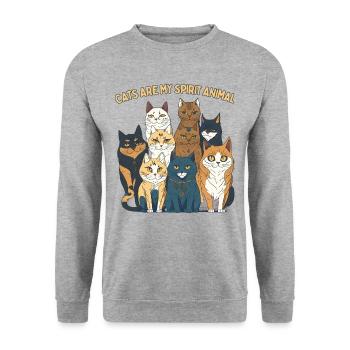 Les chats sont mon animal spirituel - Sweat-shirt Unisexe - gris chiné - Devant - Alina (178cm) & Michal (187cm)