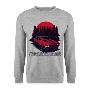 Muscle Car Never Dies - Unisex Sweatshirt - salt & pepper - Front - Alina (178cm) & Michal (187cm)