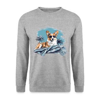 Corgi with sunglasses at the beach - Unisex Sweatshirt - salt & pepper - Front - Alina (178cm) & Michal (187cm)