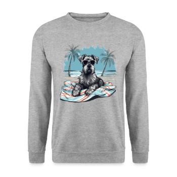 Schnauzer avec des lunettes de soleil à la plage - Sweat-shirt Unisexe - gris chiné - Devant - Alina (178cm) & Michal (187cm)