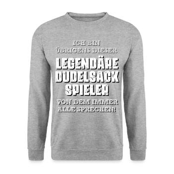 Der Legendärer Dudelsackspieler - Unisex Pullover - Weißgrau meliert - Vorne - Alina (178cm) & Michal (187cm)