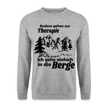Andere gehen zur Therapie ich geh Wandern Geschenk - Unisex Pullover - Weißgrau meliert - Vorne - Alina (178cm) & Michal (187cm)