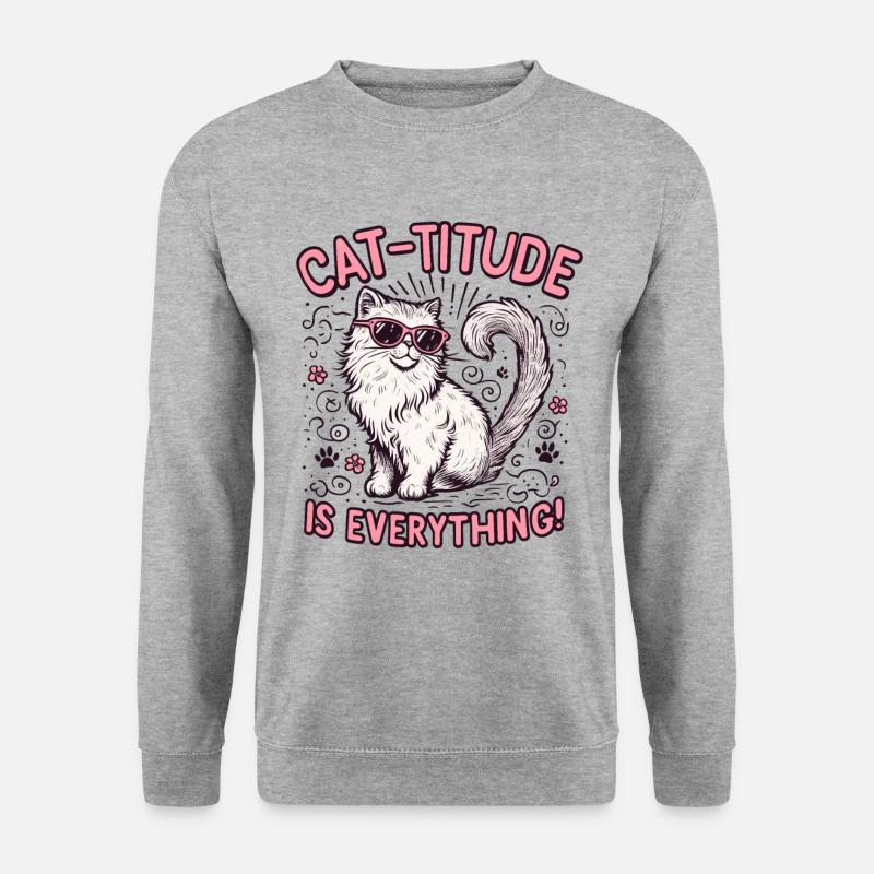 Katze ist alles - Unisex Pullover - Weißgrau meliert