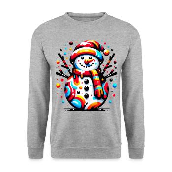 Funky Snowman - Unisex Pullover - Weißgrau meliert - Vorne - Alina (178cm) & Michal (187cm)