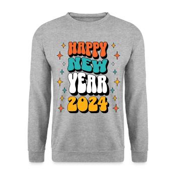 Bonne Année 2024 Réveillon du Nouvel An Célébration de la fête du Nouvel An - Sweat-shirt Unisexe - gris chiné - Devant - Alina (178cm) & Michal (187cm)