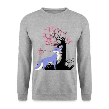 Fuchs Fantasy Waldtier Märchenfigur Kind - Unisex Pullover - Weißgrau meliert - Vorne - Alina (178cm) & Michal (187cm)