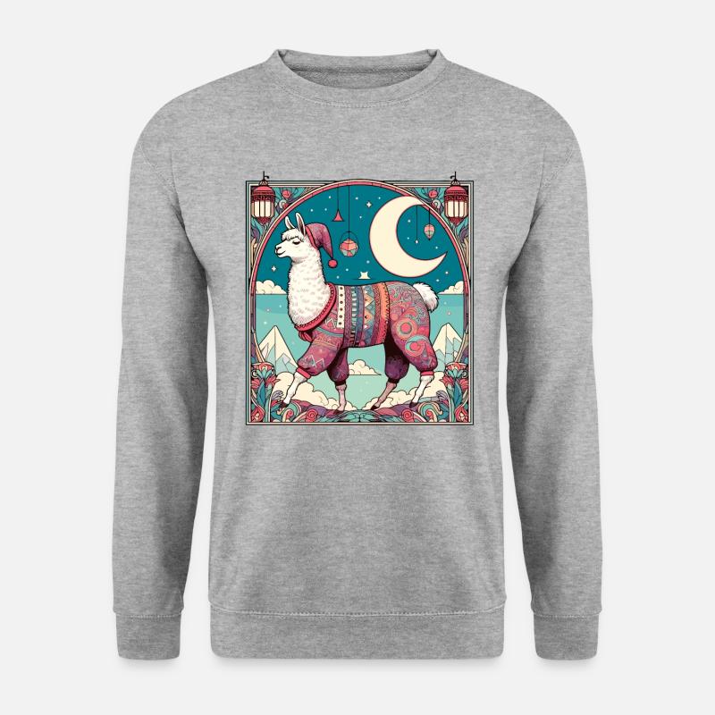 Lama Pyjama Geschenk - Unisex Pullover - Weißgrau meliert