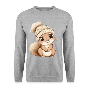 écureuil mignon mignon bébé mignon enfants dessin animé animal - Sweat-shirt Unisexe - gris chiné - Devant - Alina (178cm) & Michal (187cm)