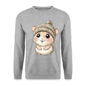 Hamster mignon mignon bébé enfants animal dessin animé - Sweat-shirt Unisexe - gris chiné - Devant - Alina (178cm) & Michal (187cm)