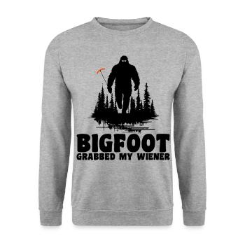 Bigfoot Grabbed My Wiener, Funny - Unisex Sweatshirt - salt & pepper - Front - Alina (178cm) & Michal (187cm)