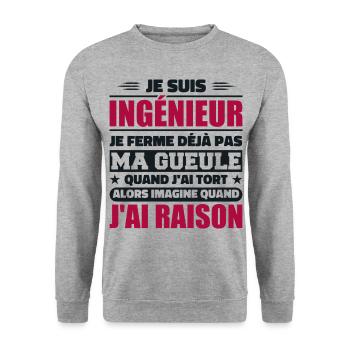 Ingenieur Humor Geschenk Student Ingenieur - Unisex Pullover - Weißgrau meliert - Vorne - Alina (178cm) & Michal (187cm)