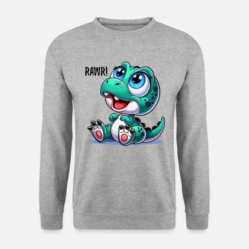 T-Rex Baby Dino Babydino Dinobaby Geschenk - Unisex Pullover - Weißgrau meliert