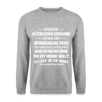 Ehemann Geschenk Ehefrau - Unisex Pullover - Weißgrau meliert - Vorne - Alina (178cm) & Michal (187cm)