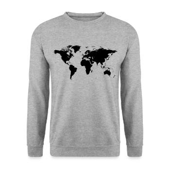 World map - Unisex Sweatshirt - salt & pepper - Front - Alina (178cm) & Michal (187cm)