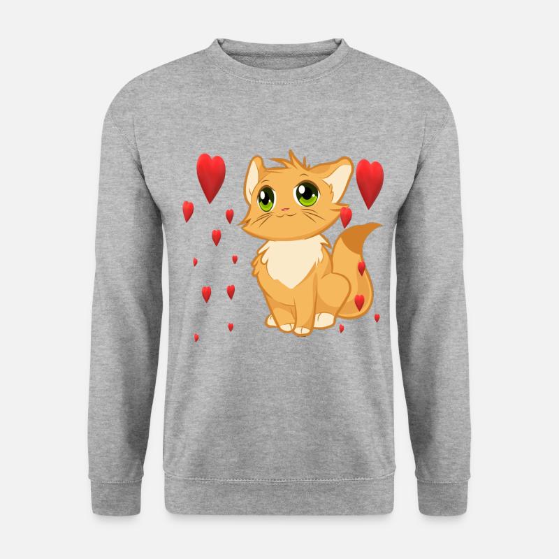 süsse Katze - Unisex Pullover - Weißgrau meliert