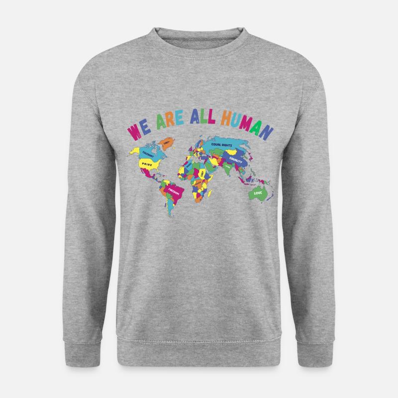 LGBT Pride Monat Weltkarte, Wir sind alle Menschen - Unisex Pullover - Weißgrau meliert