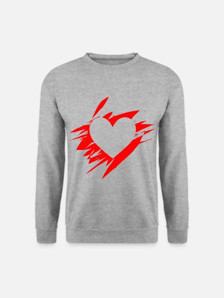 Kritzel Herz Abstrakt Rahmen - Unisex Pullover - Weißgrau meliert