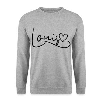 Louis Nom Prénom Coeur Décor - Sweat-shirt Unisexe - gris chiné - Devant - Alina (178cm) & Michal (187cm)
