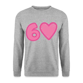 Cœur du 60e anniversaire - Sweat-shirt Unisexe - gris chiné - Devant - Alina (178cm) & Michal (187cm)
