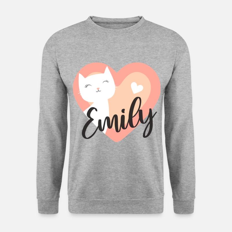 Emily Name Vorname Kätzchen - Unisex Pullover - Weißgrau meliert