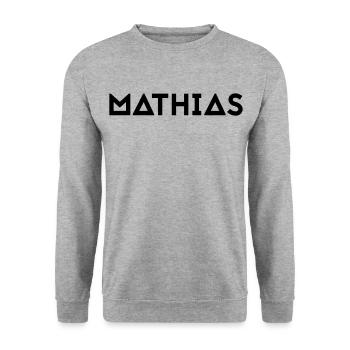 First name Mathias - Unisex Sweatshirt - salt & pepper - Front - Alina (178cm) & Michal (187cm)