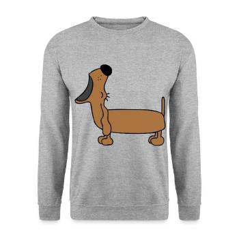 Dackel Saenger - Unisex Pullover - Weißgrau meliert - Vorne - Alina (178cm) & Michal (187cm)