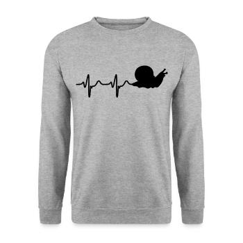 Herzschlag Schnecke Haustier Schnecke Liebhaber - Unisex Pullover - Weißgrau meliert - Vorne - Alina (178cm) & Michal (187cm)