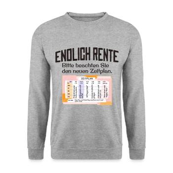 Endlich Rente Zeitplan Tagesablauf Wochenplan - Unisex Pullover - Weißgrau meliert - Vorne - Alina (178cm) & Michal (187cm)