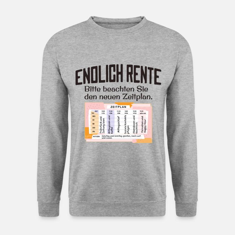 Endlich Rente Zeitplan Tagesablauf Wochenplan - Unisex Pullover - Weißgrau meliert