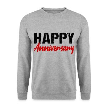 Happy Anniversary Jubiläum Geburtstag - Unisex Pullover - Weißgrau meliert - Vorne - Alina (178cm) & Michal (187cm)